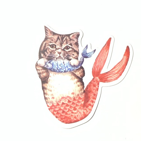 Mermaid Cat Vinyl Sticker - Picture 1 of 2